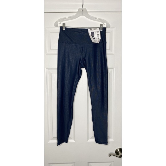 RBX Women's 26" Inseam Full Length Athletic Leggings Metallic Blue Medium‎ New - Picture 1 of 5